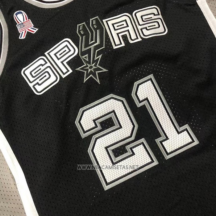 Camiseta San Antonio Spurs Tim Duncan NO 21 Mitchell & Ness 2001-02 Negro